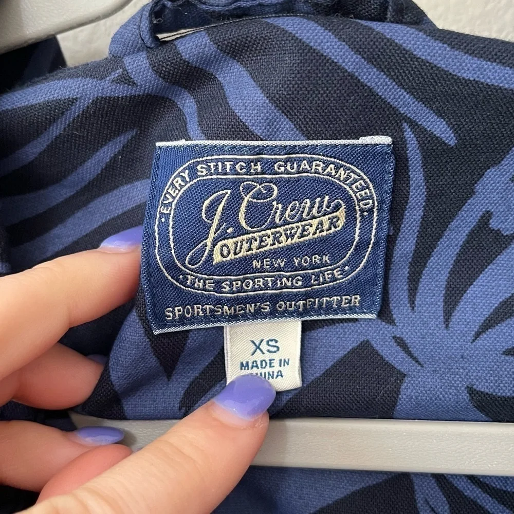 J. Crew Outerwear Men’s Size XS Tropical Print Zip Front Hooded Jacket Blue